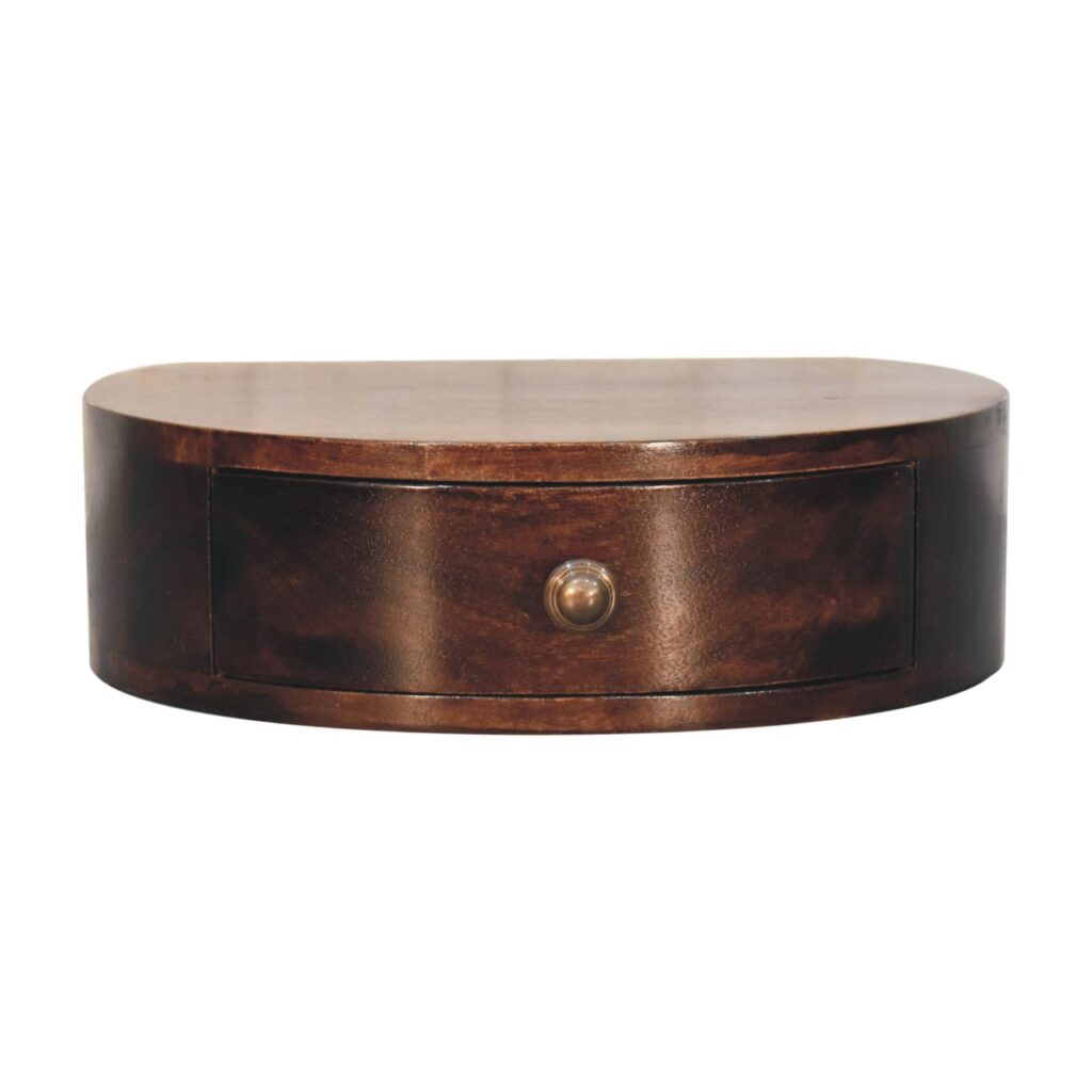 California Walnut Wall Mounted Rounded Bedside - Image 2