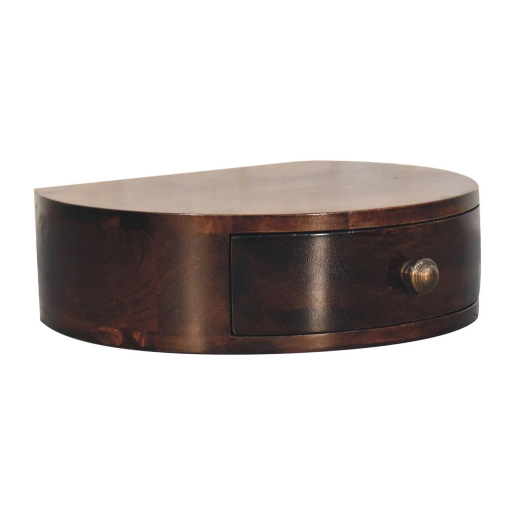 California Walnut Wall Mounted Rounded Bedside - Image 3