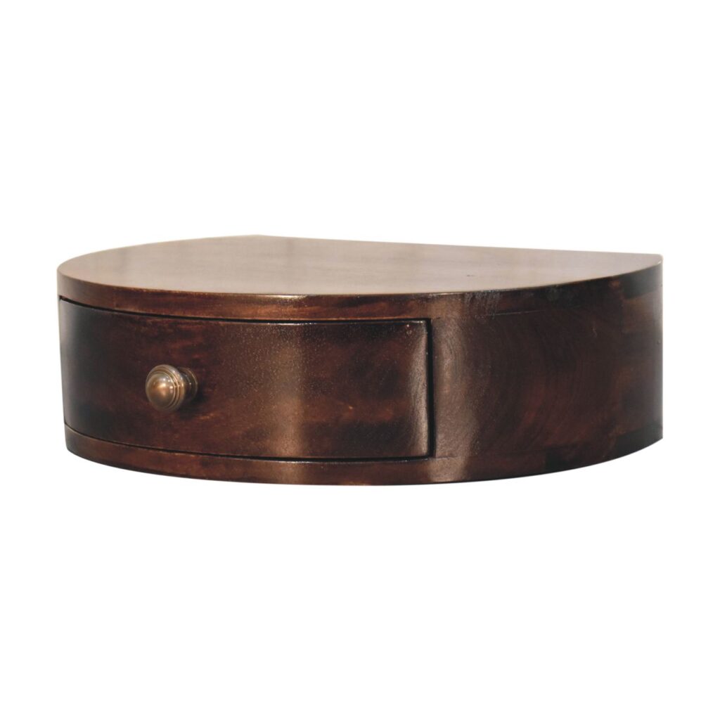 California Walnut Wall Mounted Rounded Bedside - Image 4