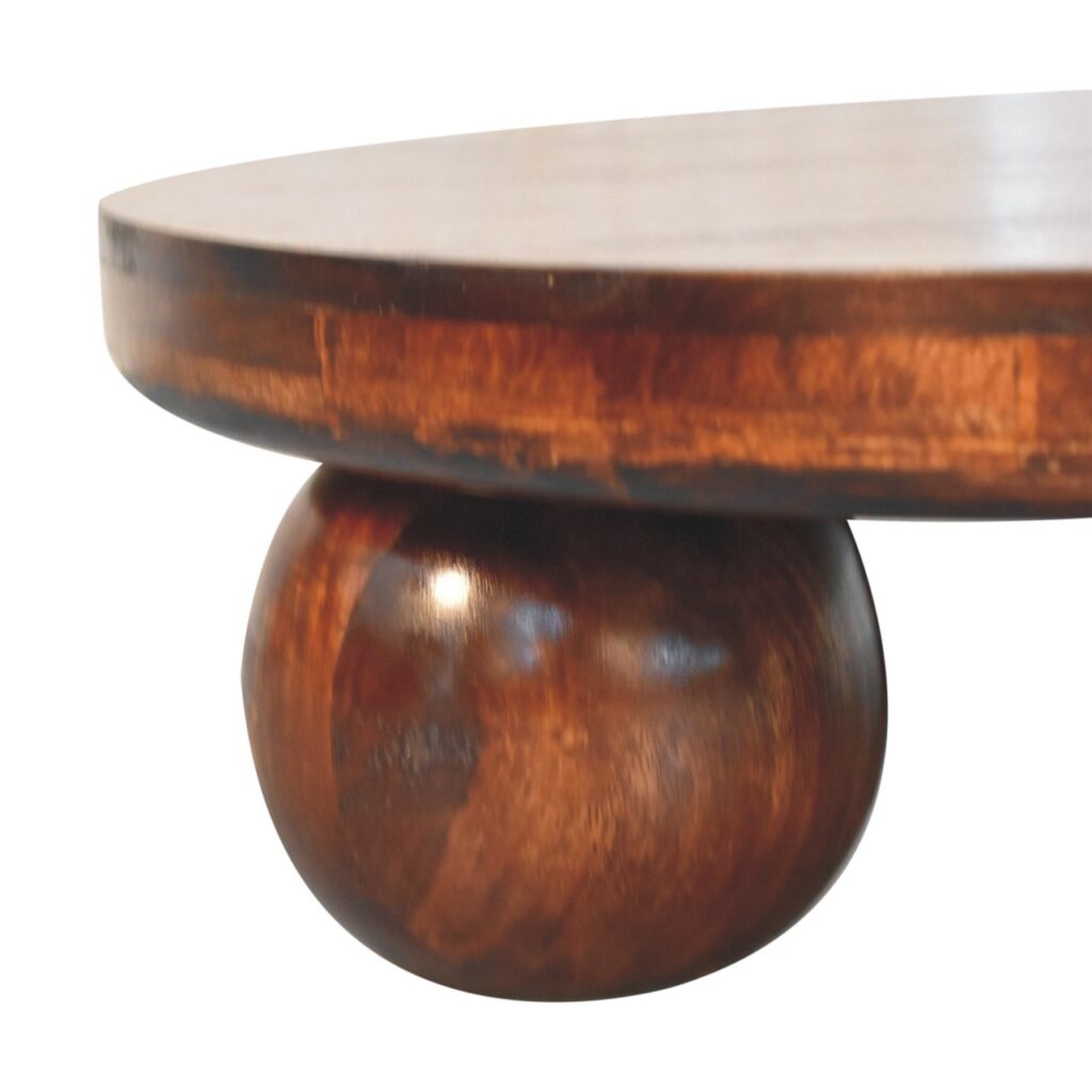 California Walnut Central Table with Ball Feet - Image 3