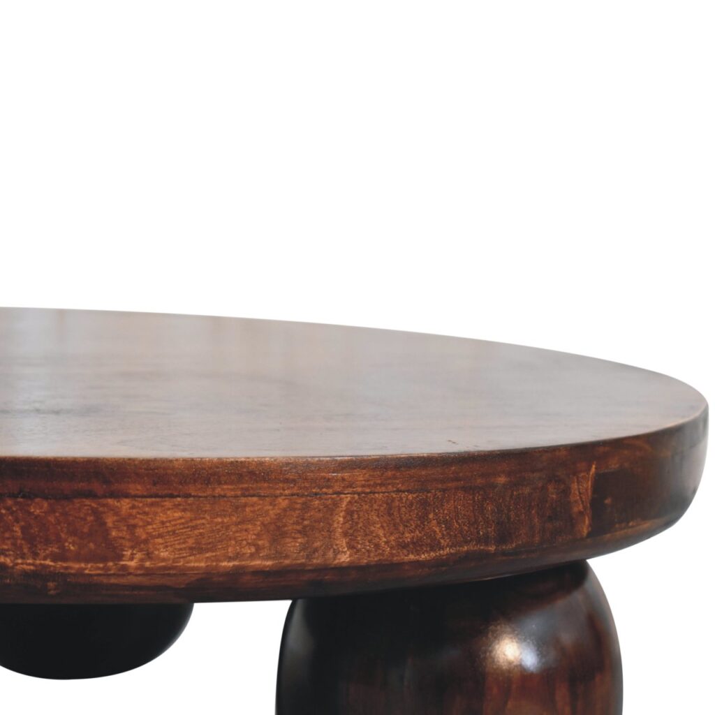 California Walnut Central Table with Ball Feet - Image 4