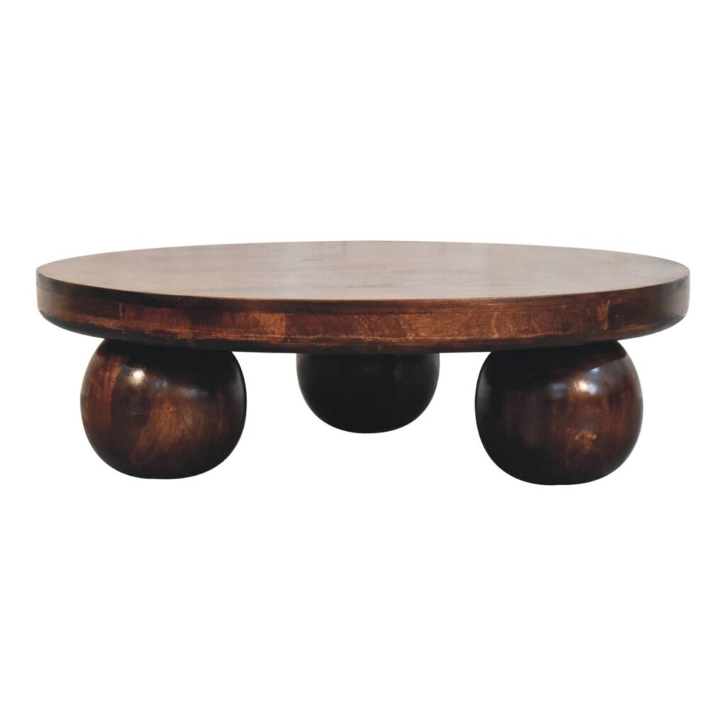 California Walnut Central Table with Ball Feet - Image 7