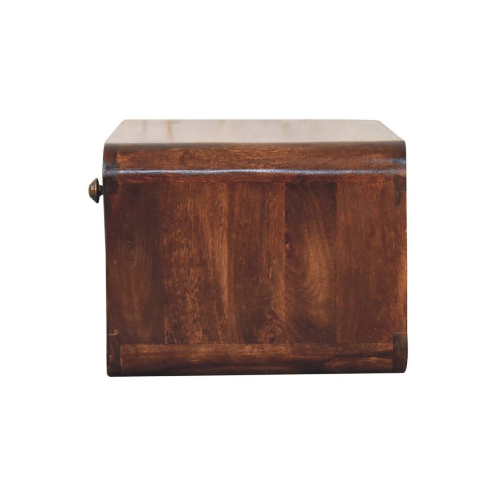 Curved California Walnut Wall Mounted Bedside with Open Slot - Image 7