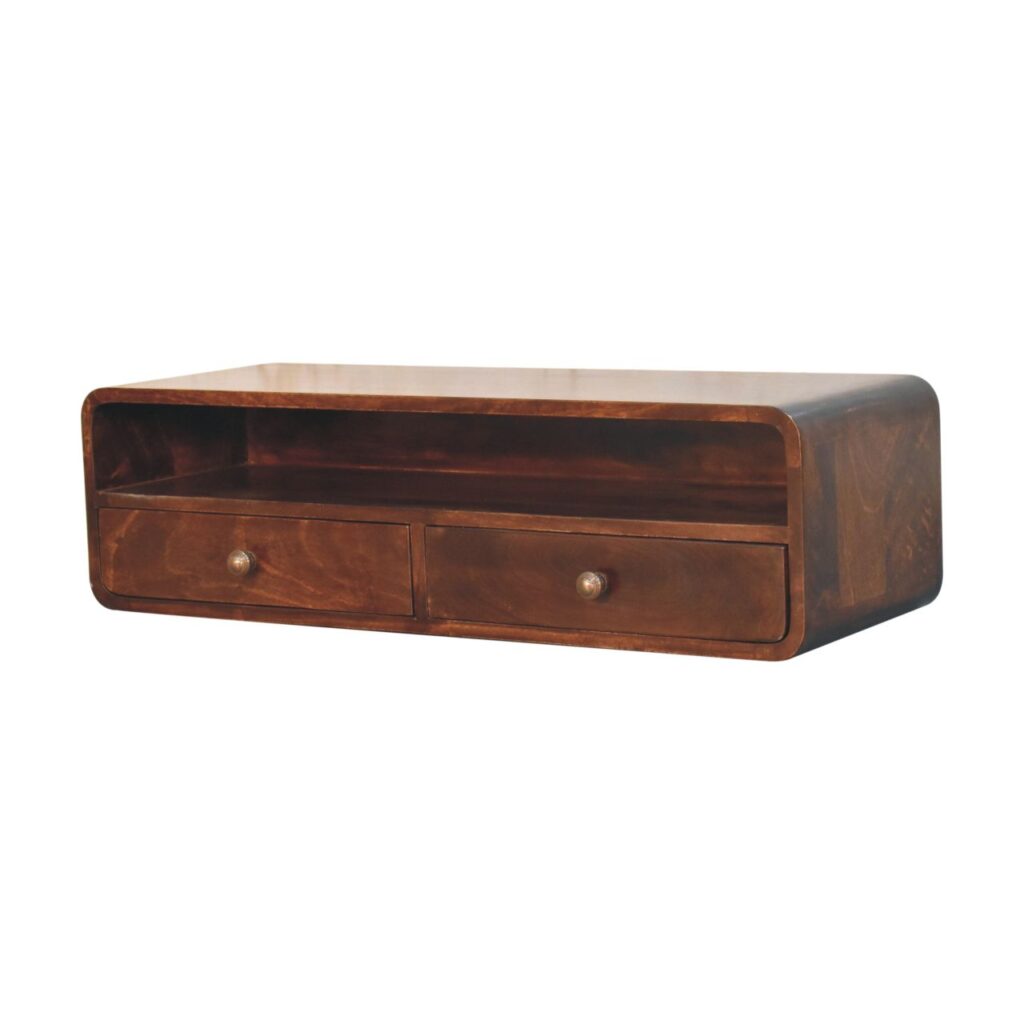 Floating California Walnut Open Console - Image 2