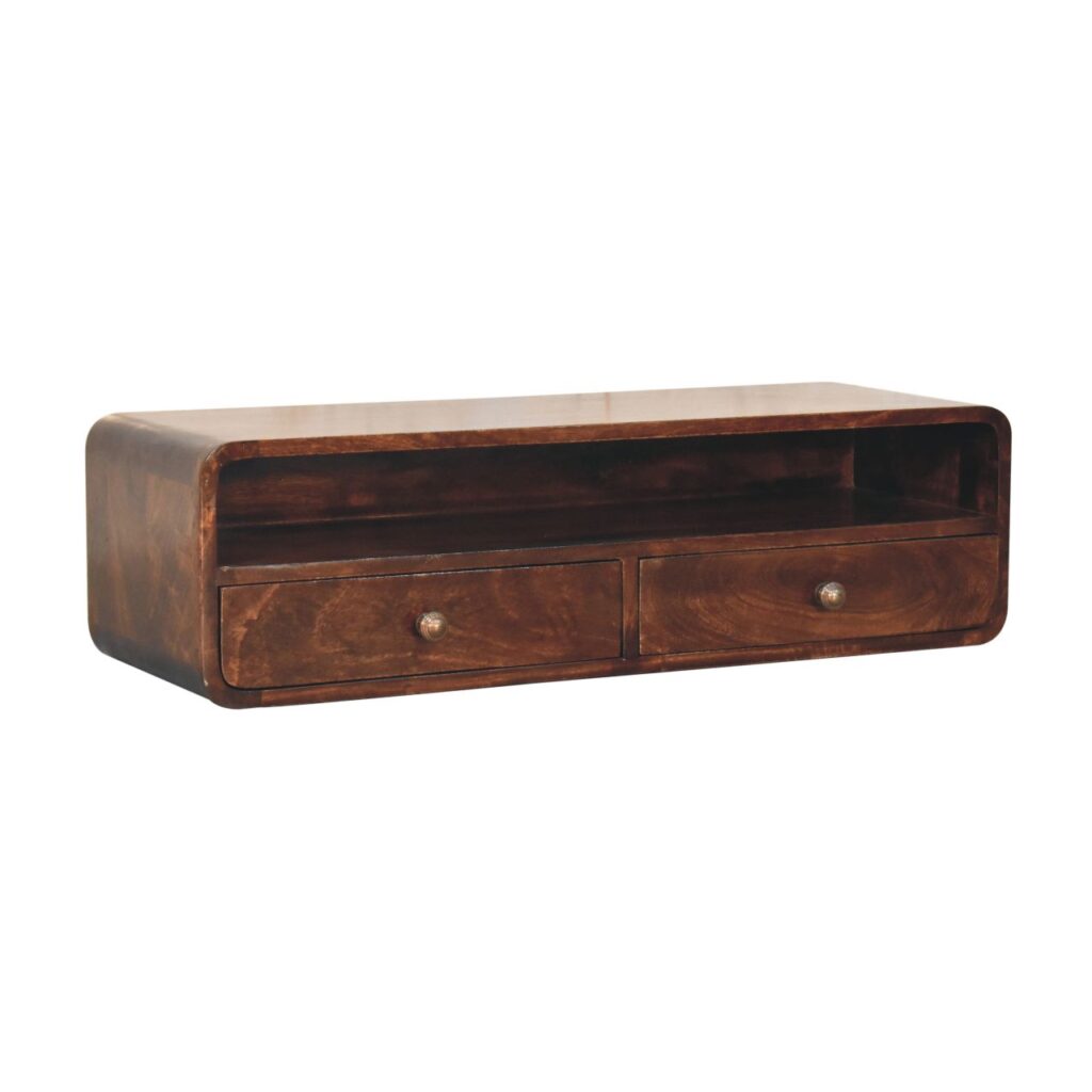 Floating California Walnut Open Console - Image 3