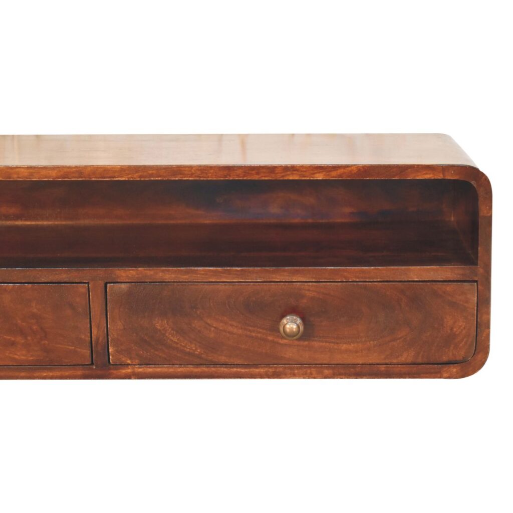 Floating California Walnut Open Console - Image 4