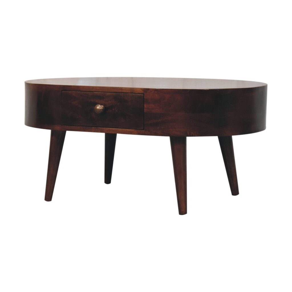 California Walnut Rounded Coffee Table - Image 3