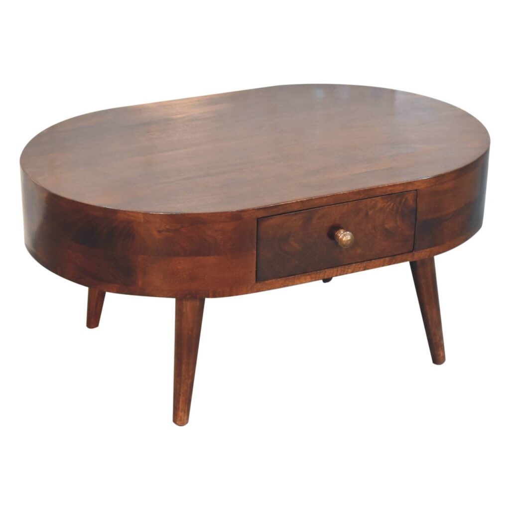 California Walnut Rounded Coffee Table - Image 5