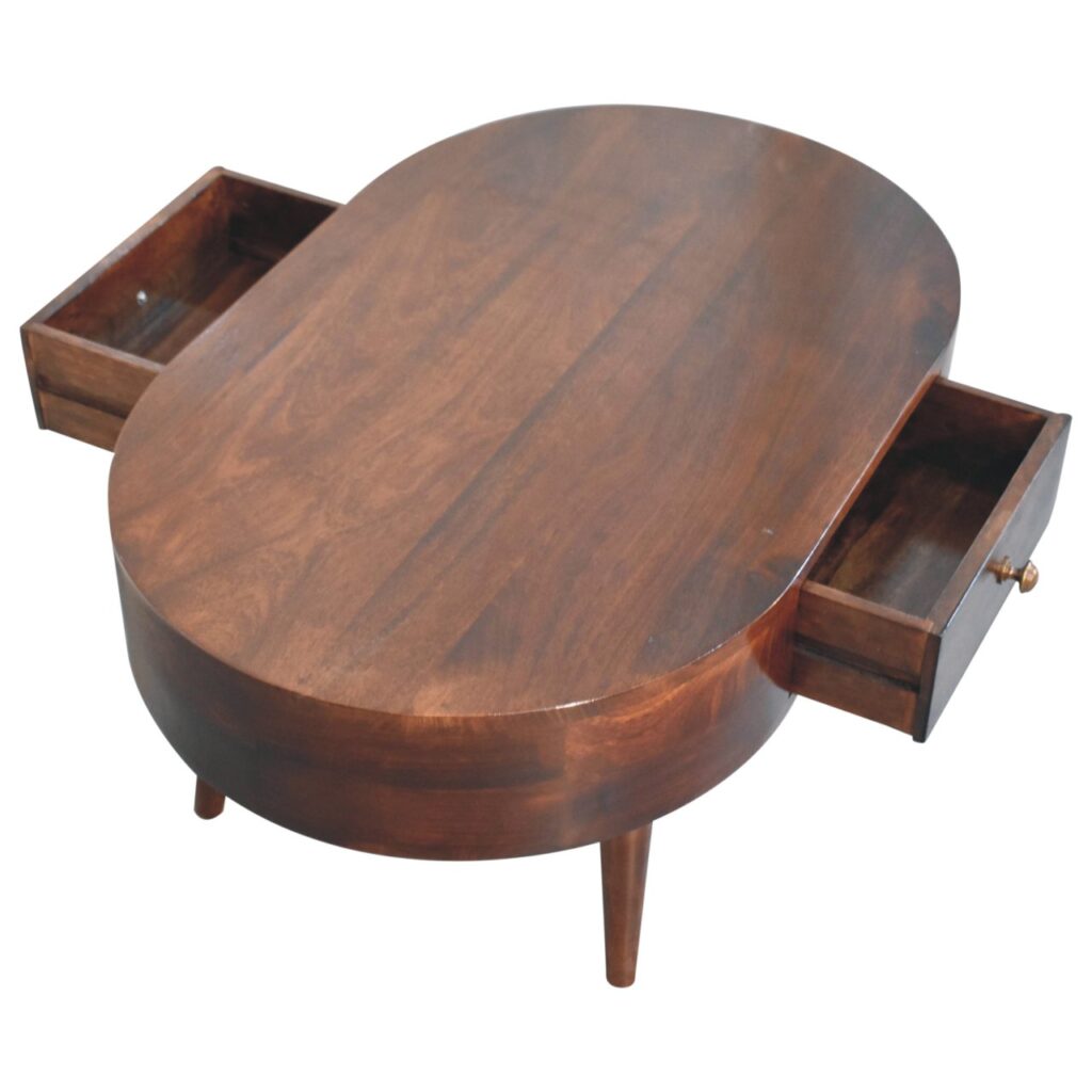 California Walnut Rounded Coffee Table - Image 8