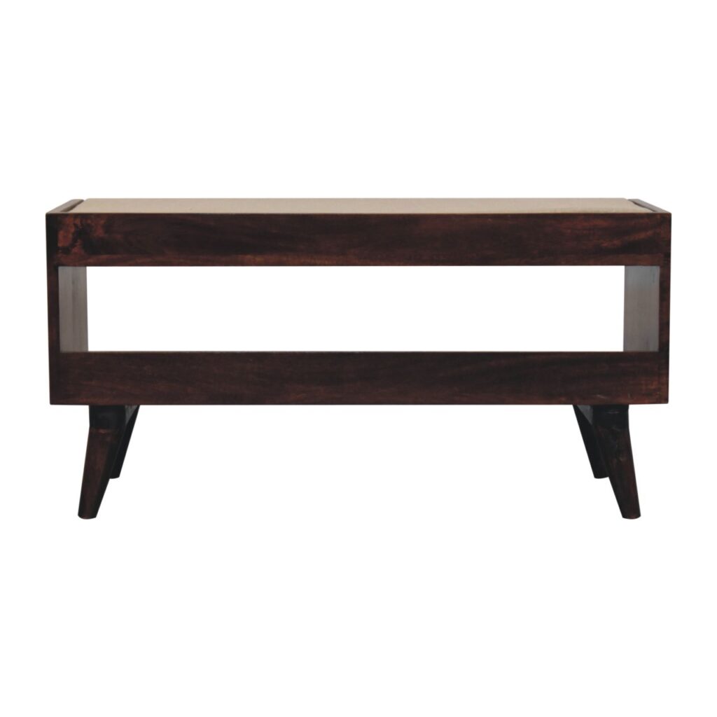 California Walnut bench with mud linen seat pad - Image 8