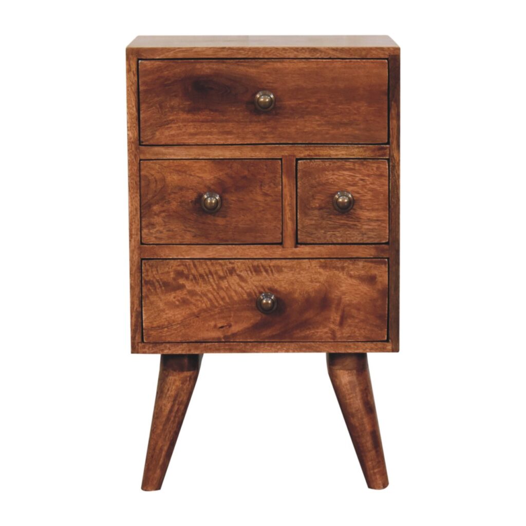 Honey Caramel Nordic Style 4 Drawer Multi Bedside - Image 2