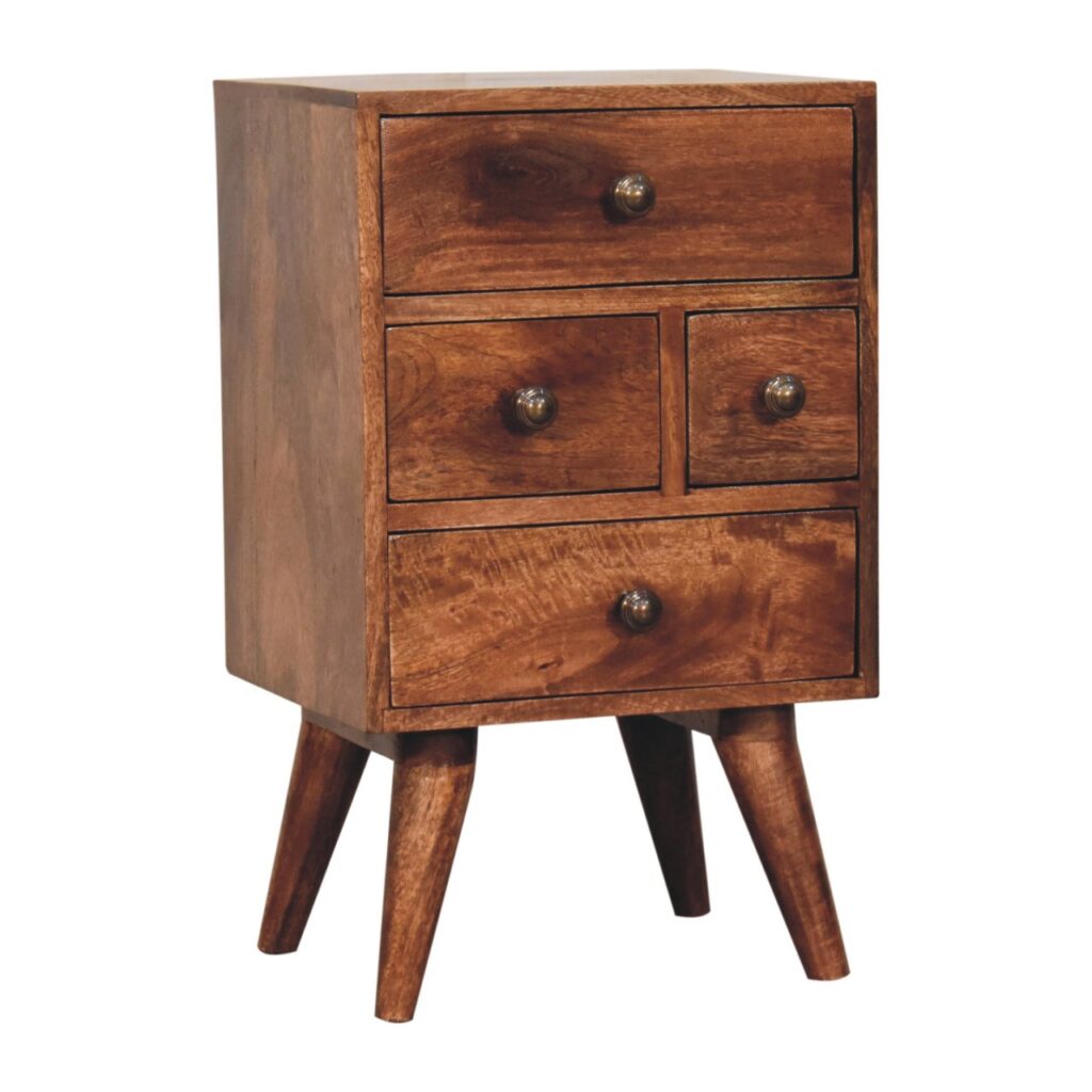 Honey Caramel Nordic Style 4 Drawer Multi Bedside - Image 3