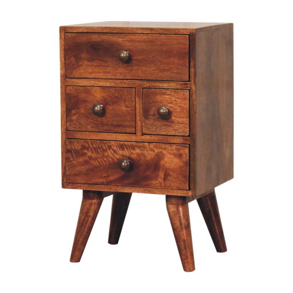 Honey Caramel Nordic Style 4 Drawer Multi Bedside - Image 4