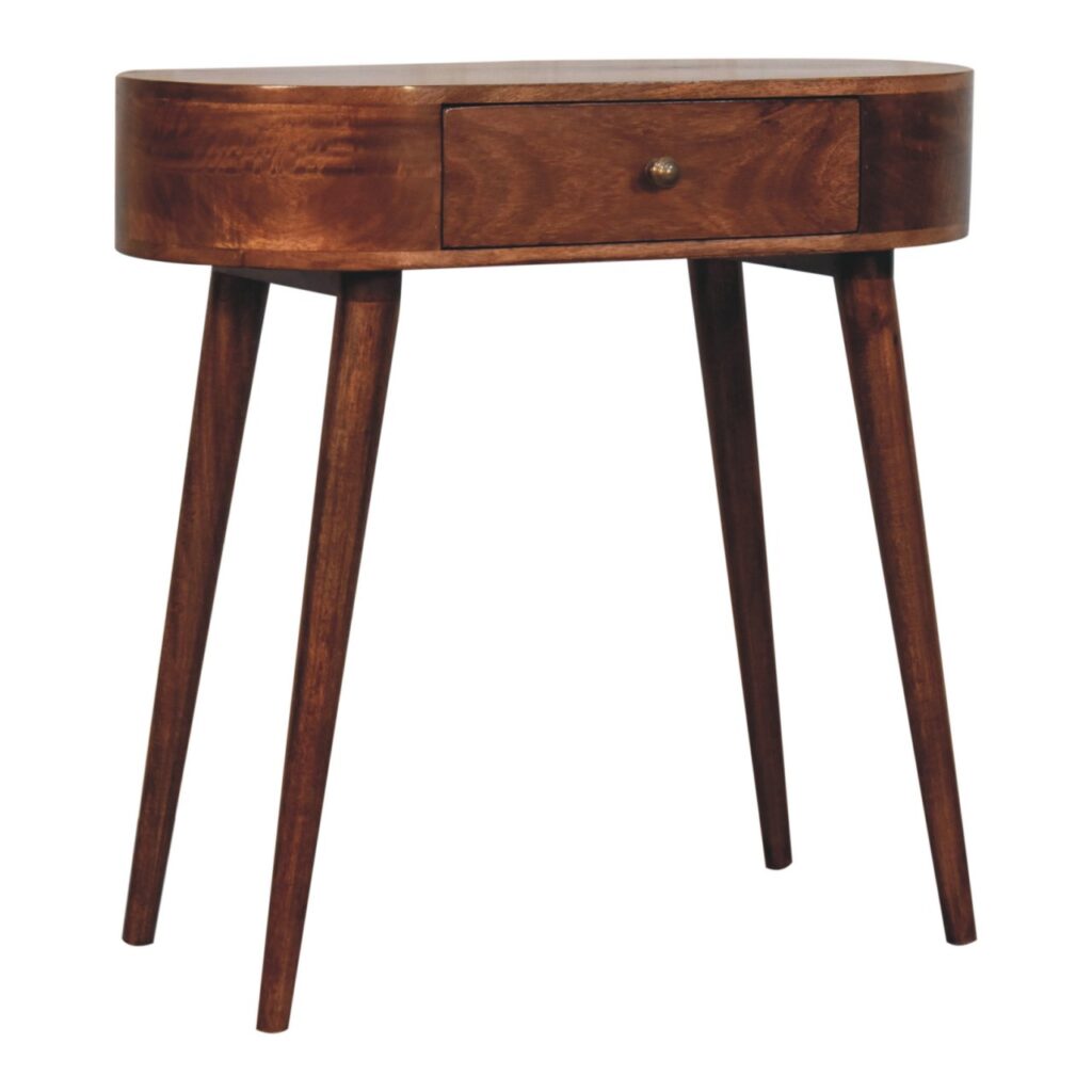 California Walnut Rounded Small Console Table - Image 4