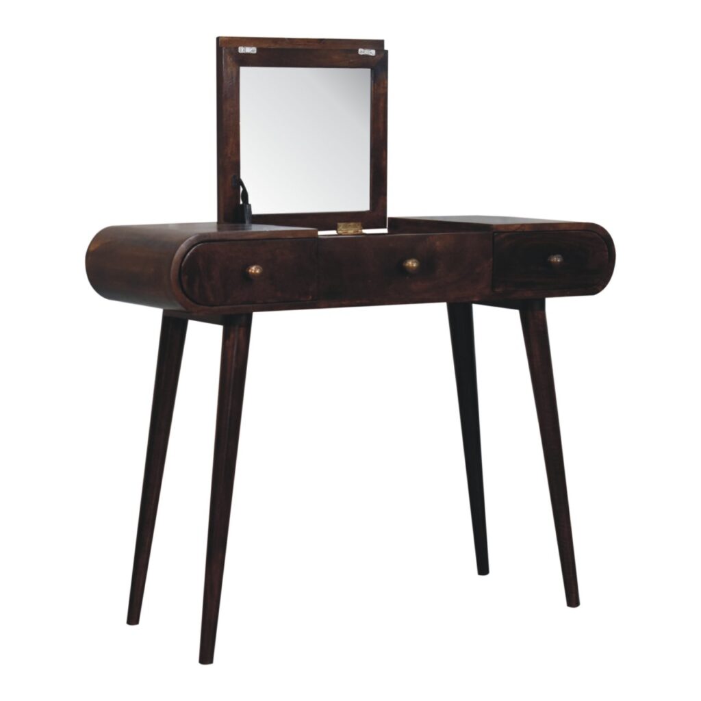 California Walnut Dressing Table with Foldable Mirror - Image 7