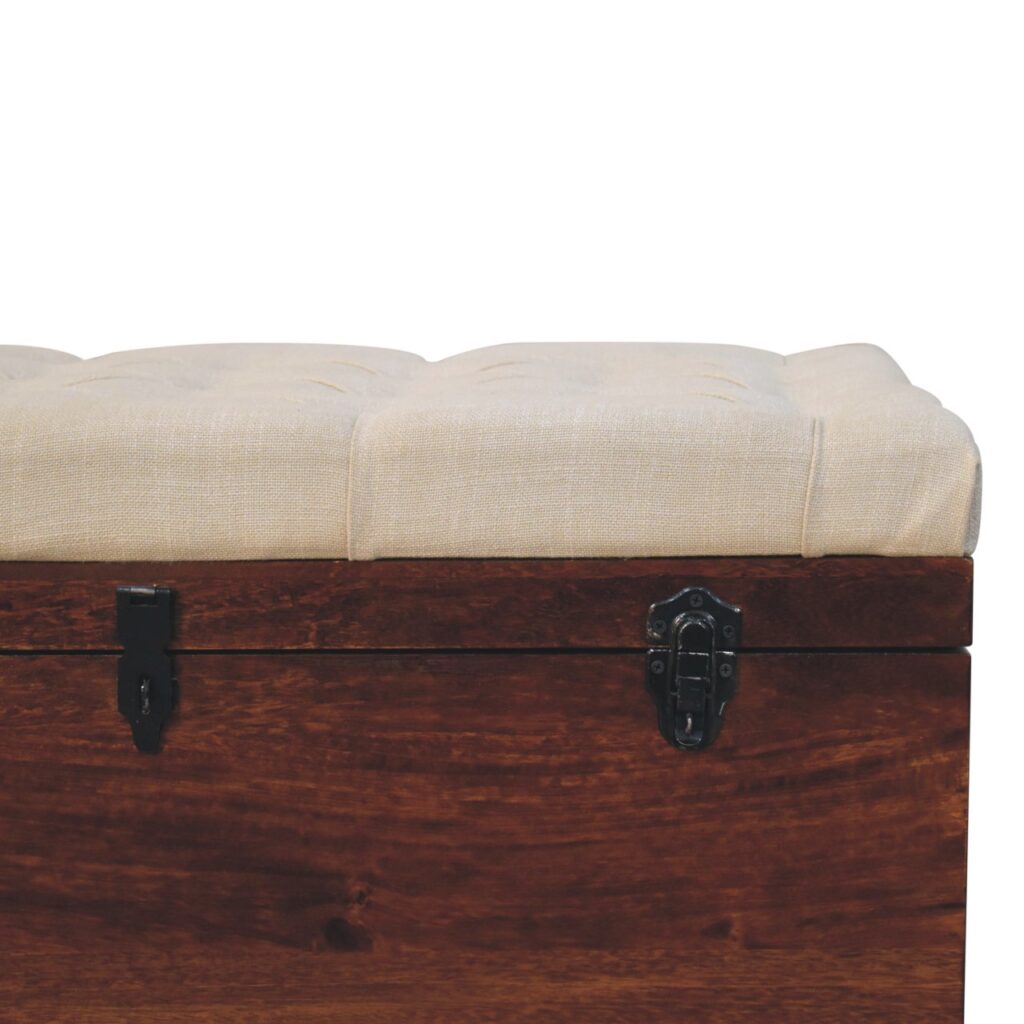 California Walnut White Linen Storage Trunk - Image 5