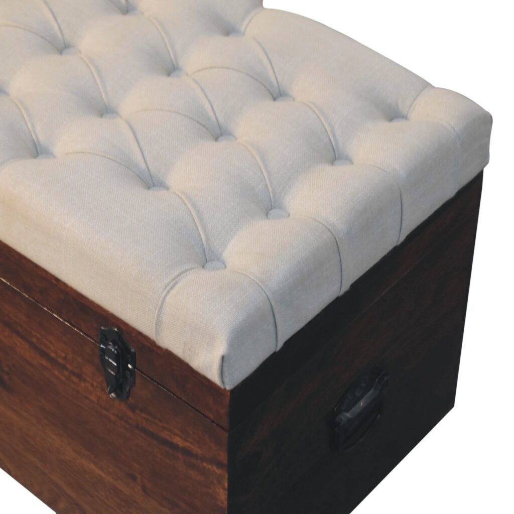 California Walnut White Linen Storage Trunk - Image 6