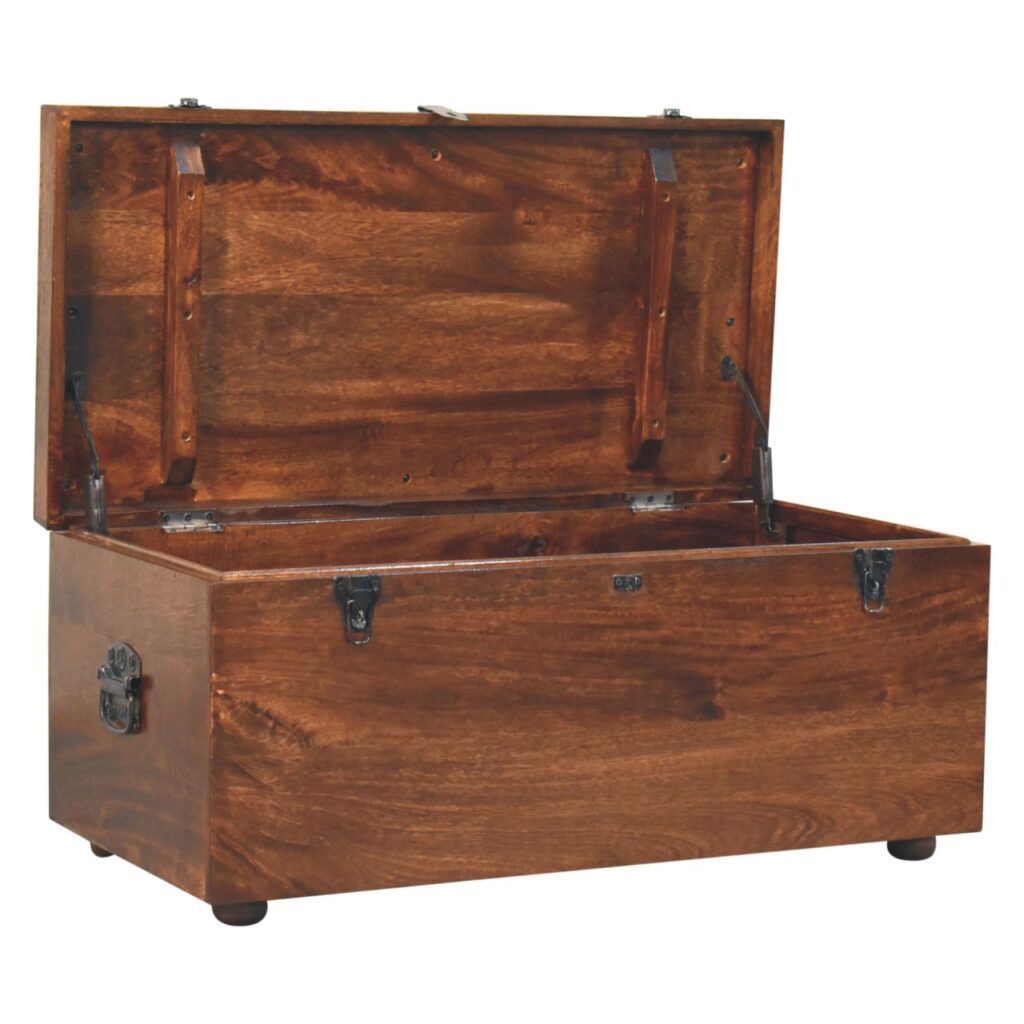 California Walnut White Linen Storage Trunk - Image 7