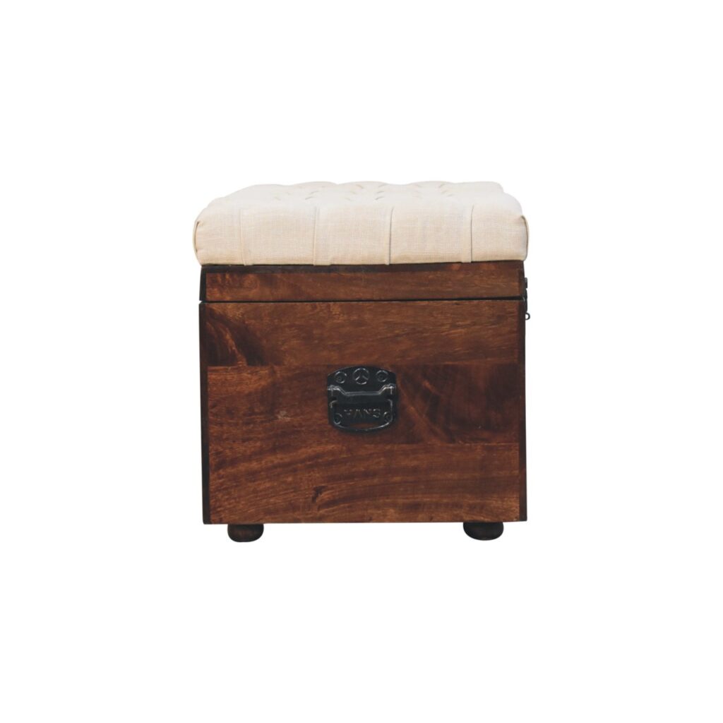 California Walnut White Linen Storage Trunk - Image 9