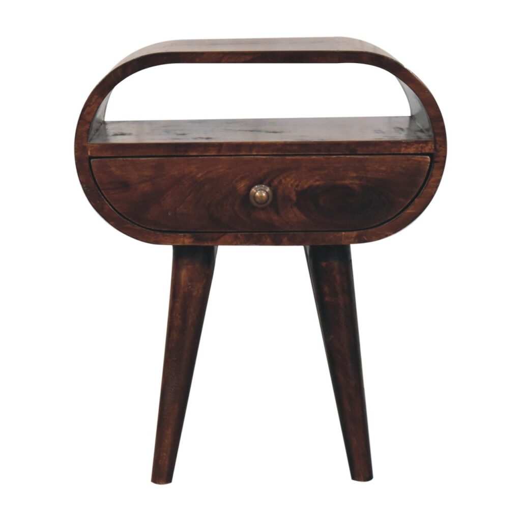 California Walnut Circular Bedside with Open Slot - Image 2