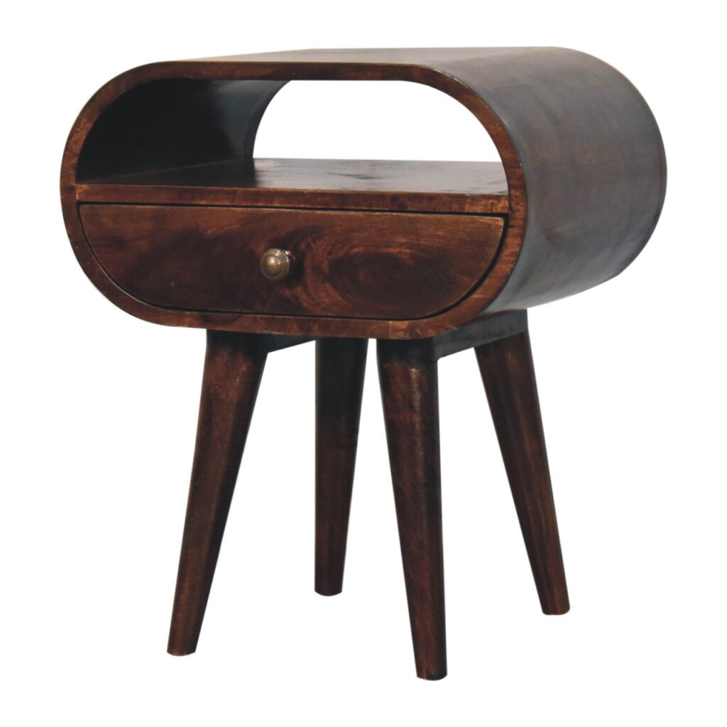 California Walnut Circular Bedside with Open Slot - Image 3