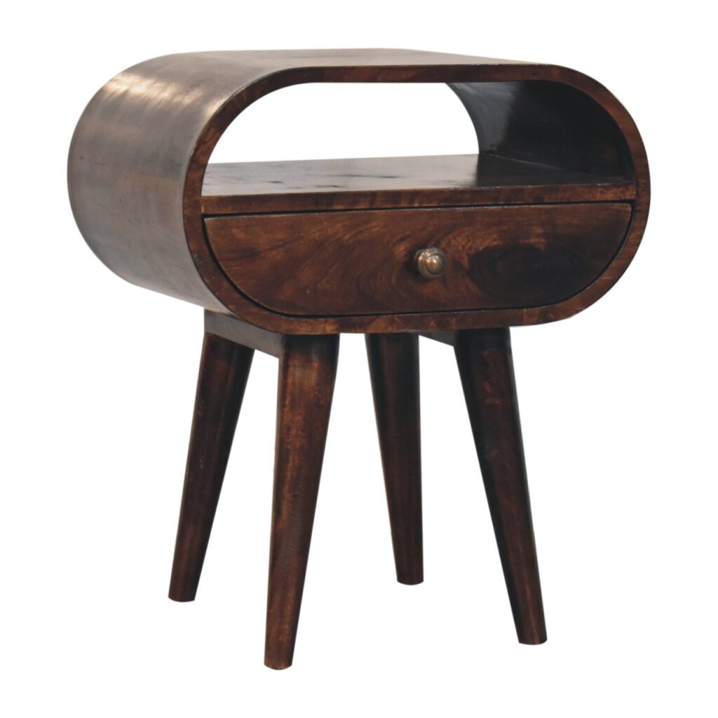 California Walnut Circular Bedside with Open Slot - Image 4