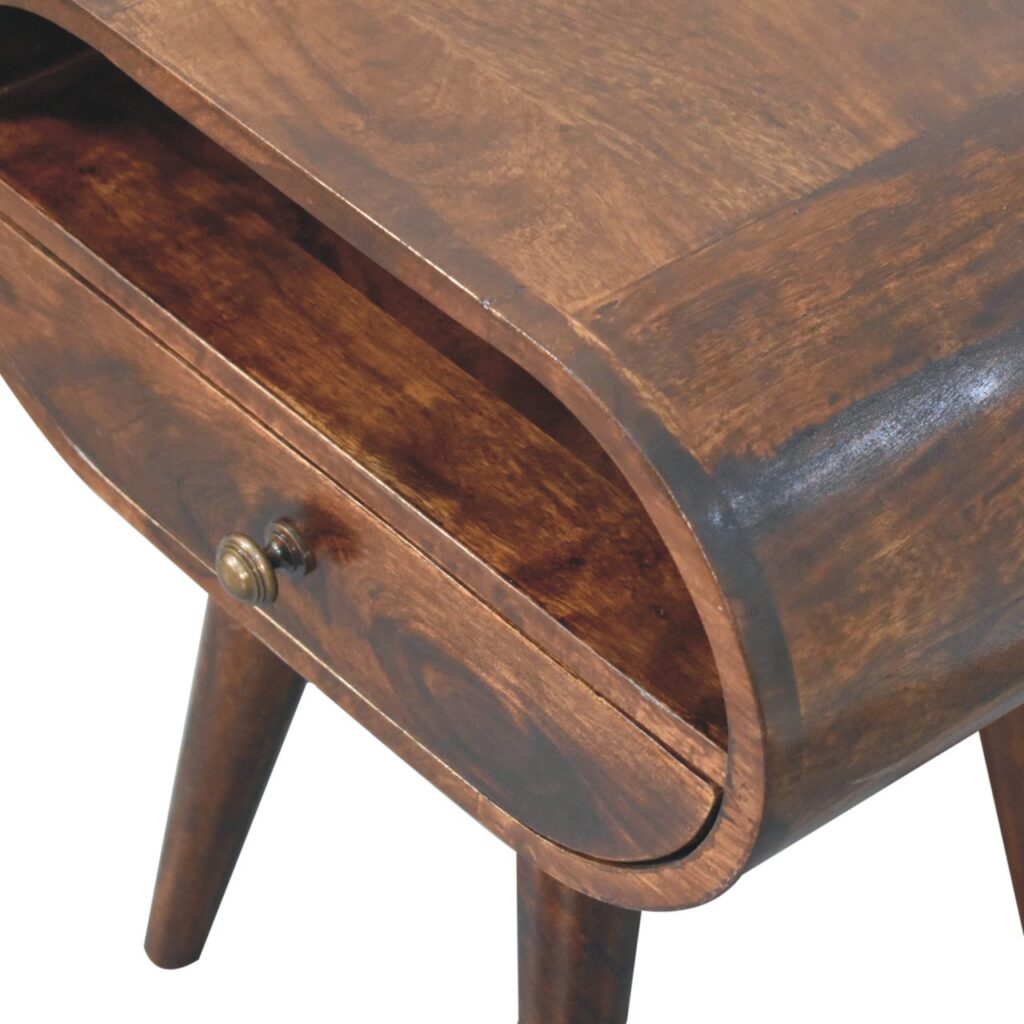 California Walnut Circular Bedside with Open Slot - Image 6