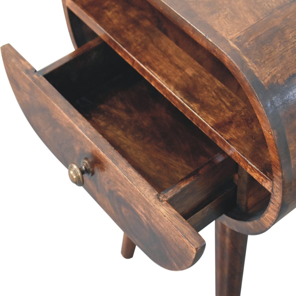 California Walnut Circular Bedside with Open Slot - Image 7