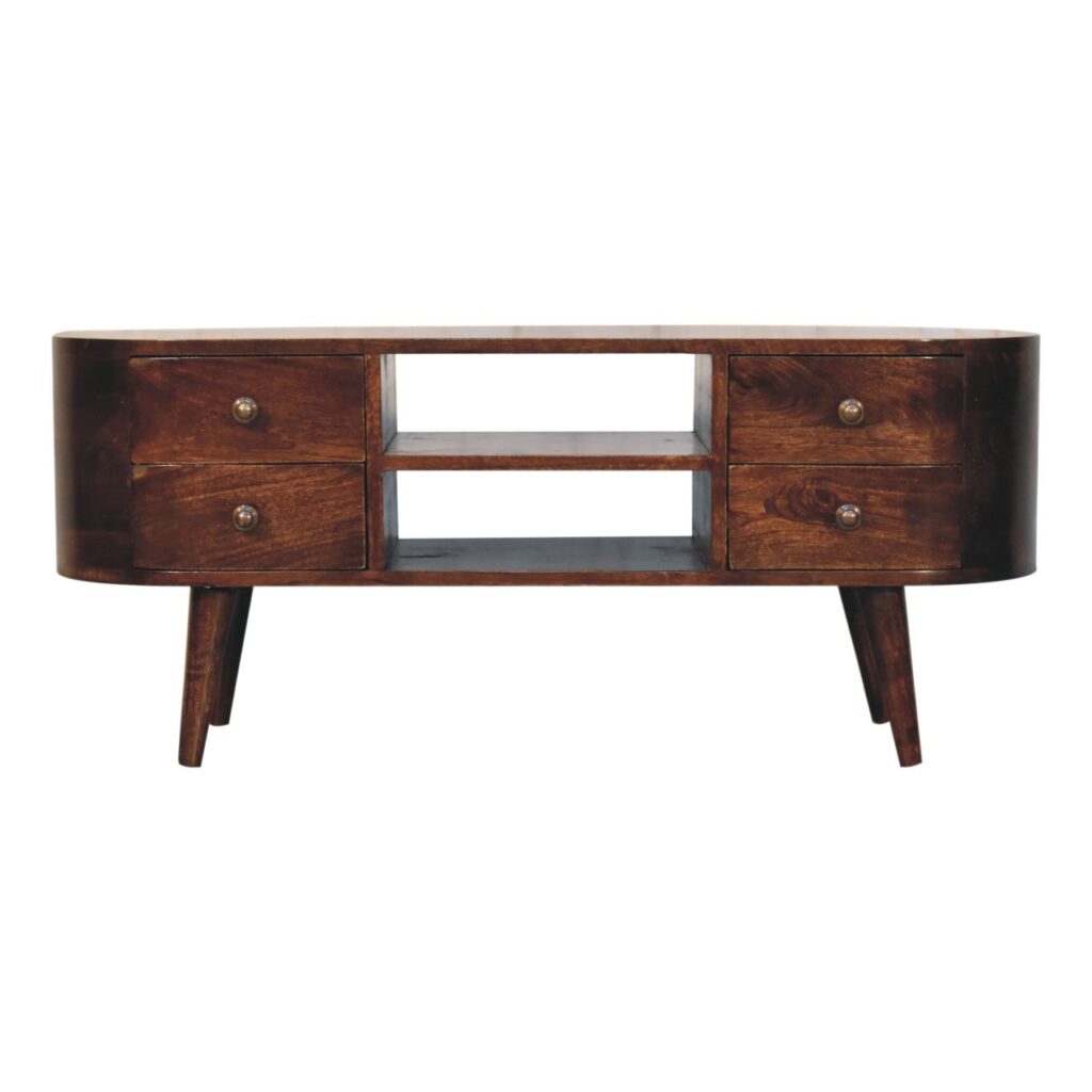 California Walnut Rounded Entertainment Unit - Image 2