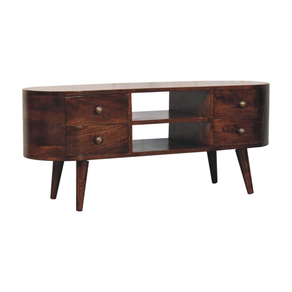 California Walnut Rounded Entertainment Unit - Image 3