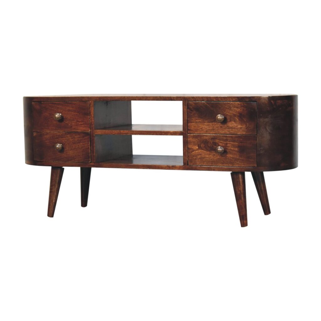 California Walnut Rounded Entertainment Unit - Image 4