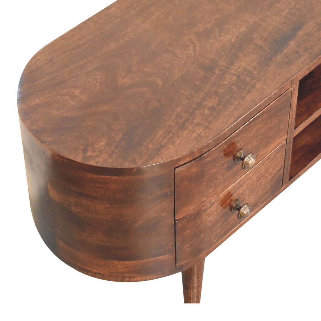 California Walnut Rounded Entertainment Unit - Image 6