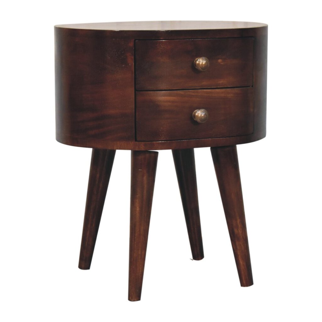 California Walnut Rounded Bedside Table - Image 2