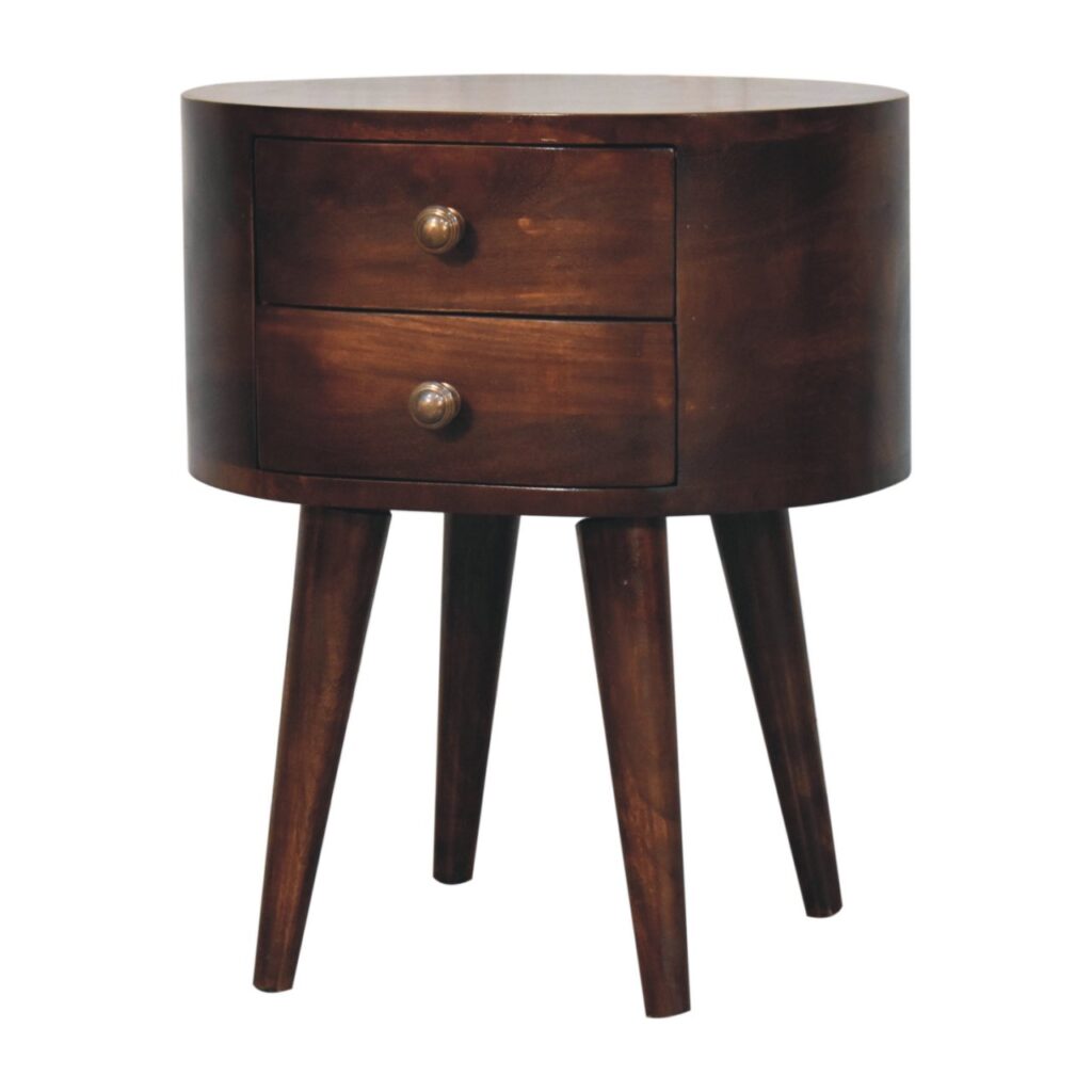 California Walnut Rounded Bedside Table - Image 3