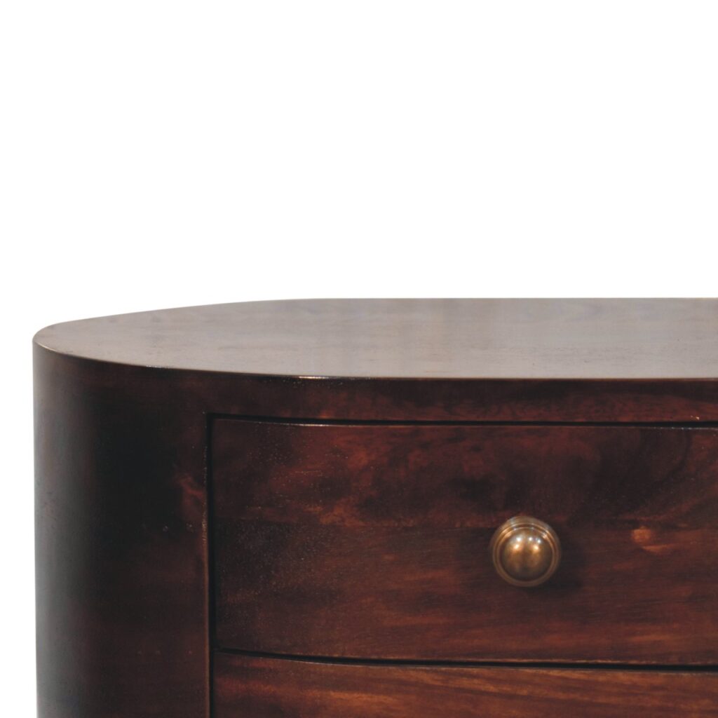 California Walnut Rounded Bedside Table - Image 4