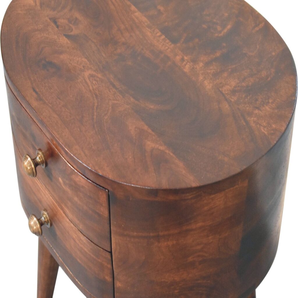 California Walnut Rounded Bedside Table - Image 5