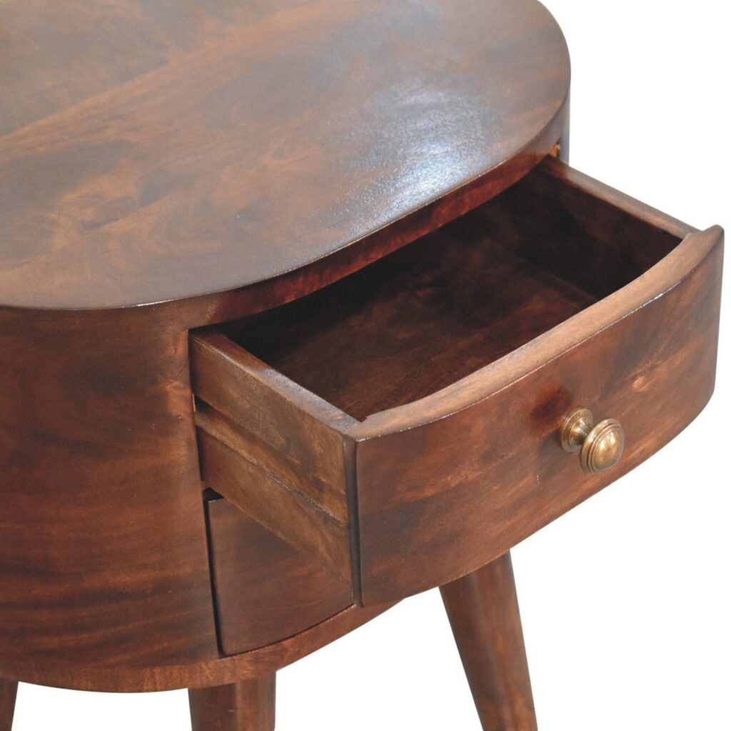 California Walnut Rounded Bedside Table - Image 6