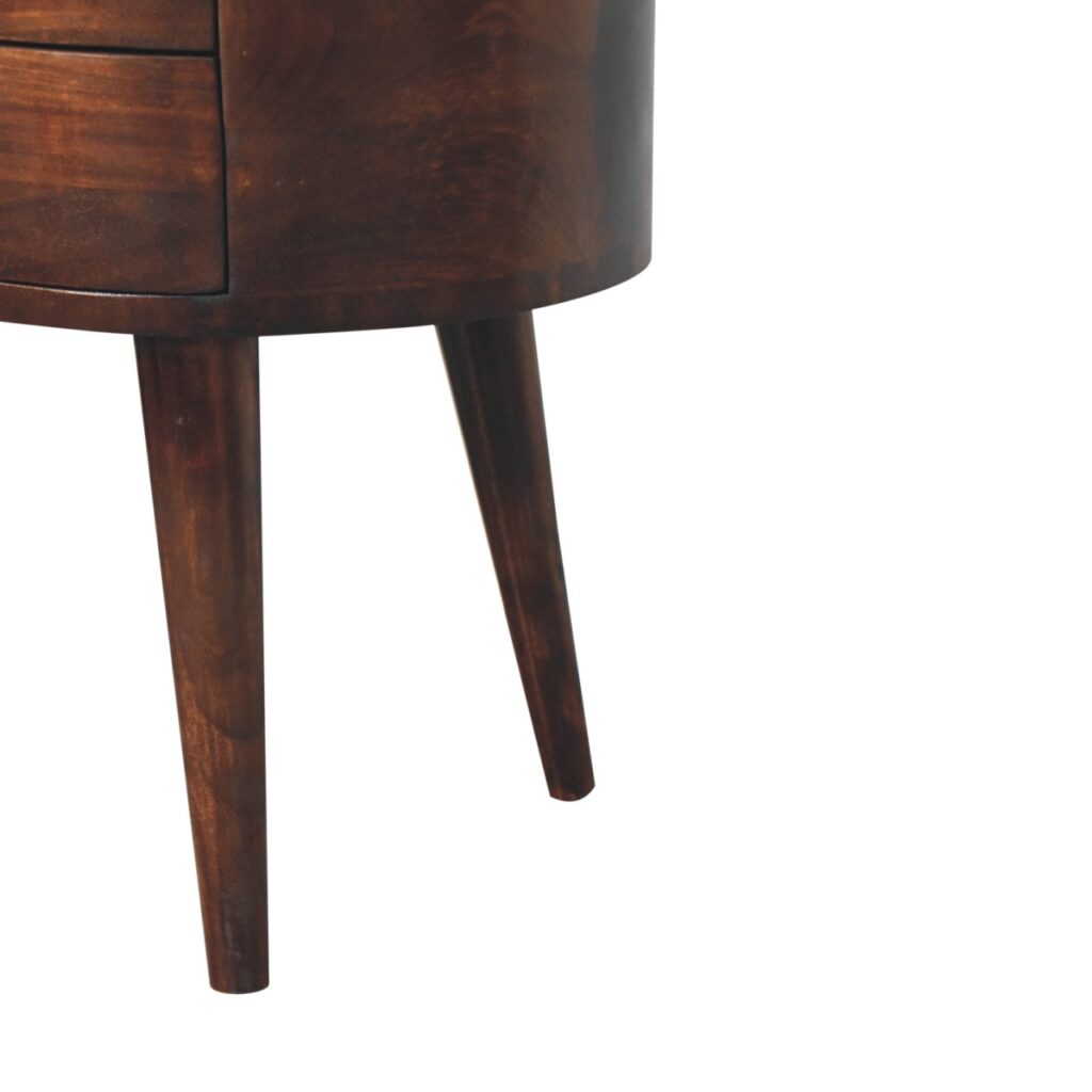 California Walnut Rounded Bedside Table - Image 7