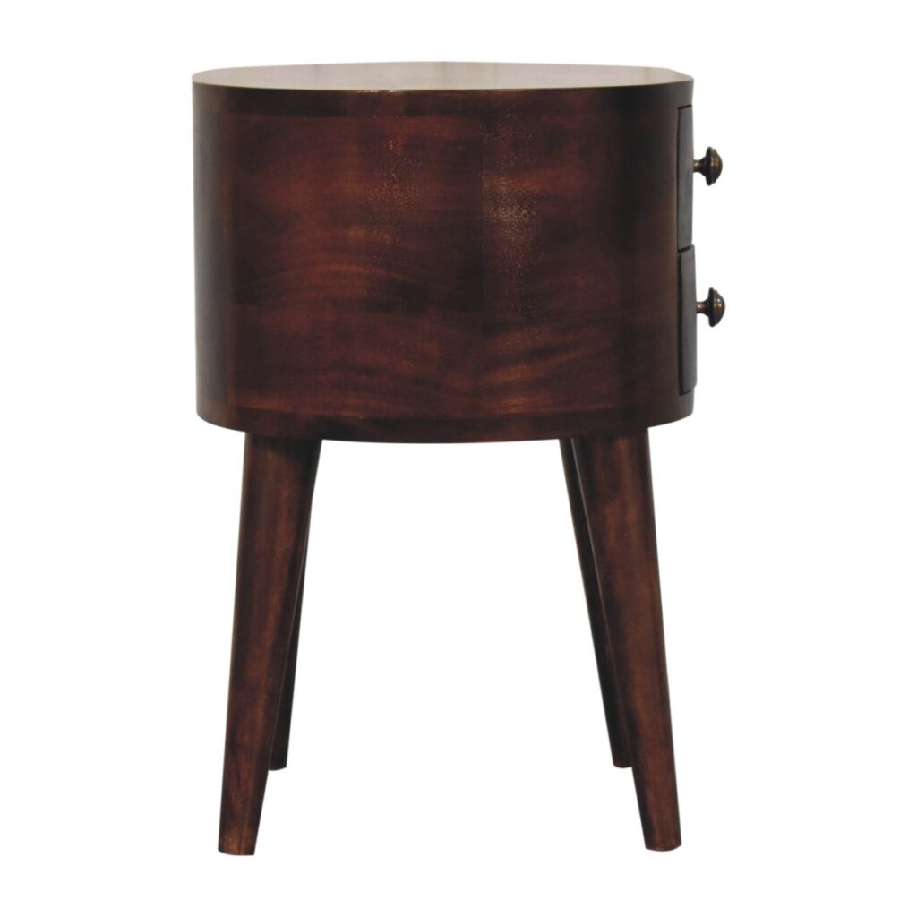 California Walnut Rounded Bedside Table - Image 8