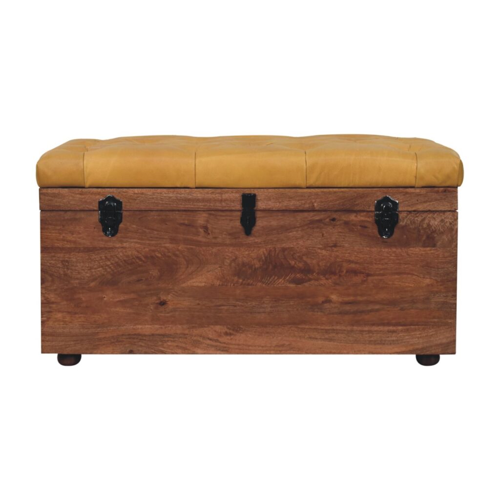 Buffalo Hide Honey Caramel Storage Trunk