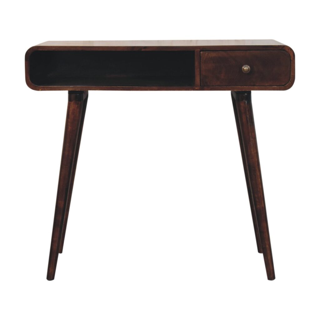 Curved California Walnut Writing Desk - Image 2