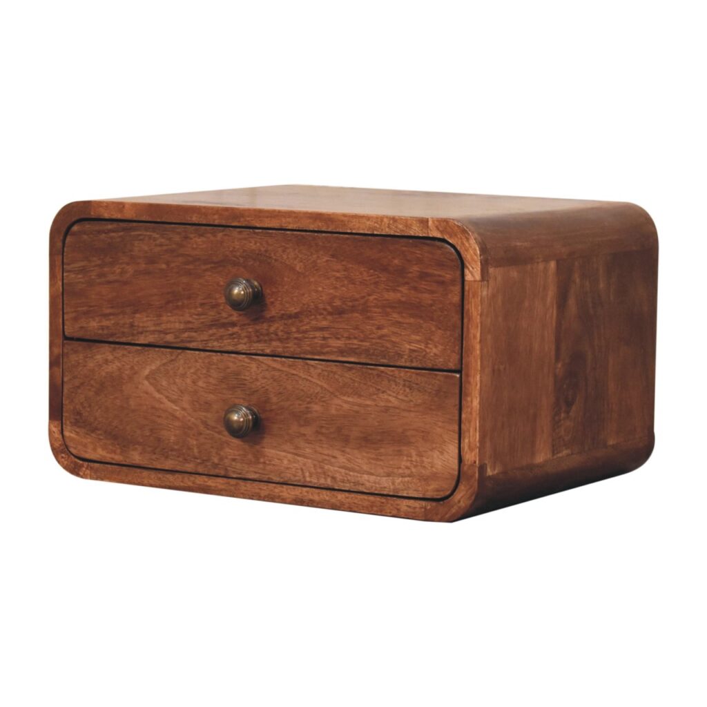 Honey Caramel 2 Drawer Floating Bedside - Image 2