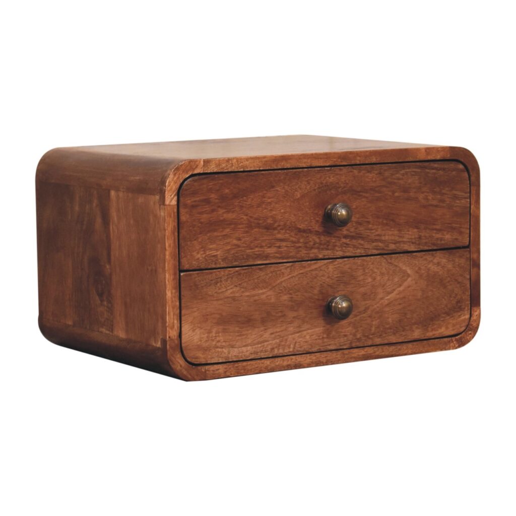 Honey Caramel 2 Drawer Floating Bedside - Image 3