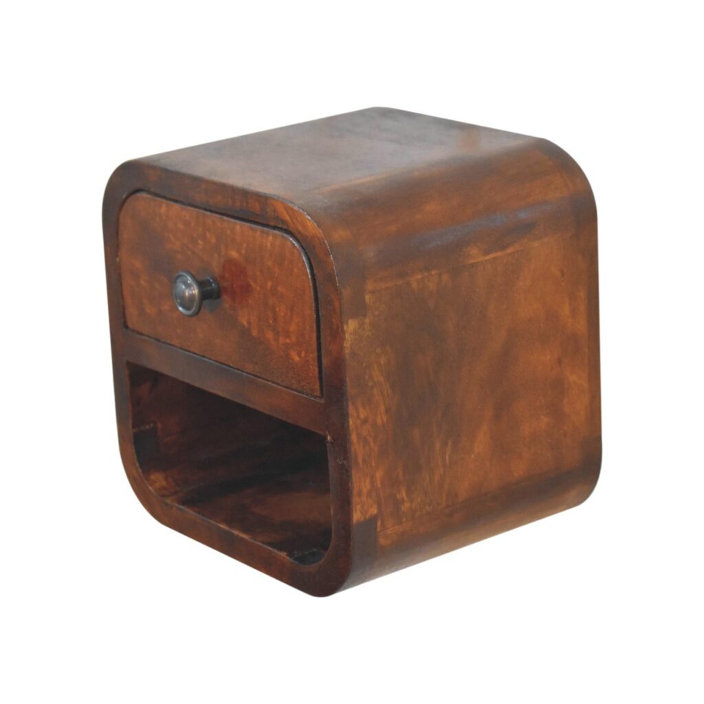 Extra Mini Curved Chestnut Bedside with Open Slot - Image 5