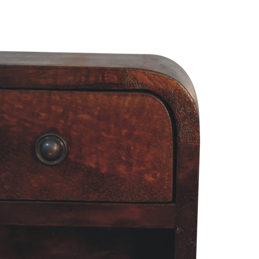 Extra Mini Curved Chestnut Bedside with Open Slot - Image 6