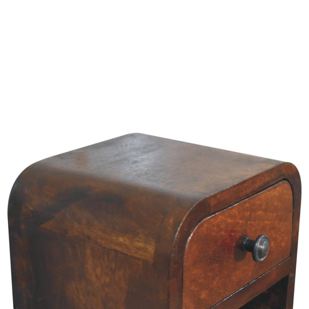 Extra Mini Curved Chestnut Bedside with Open Slot - Image 7