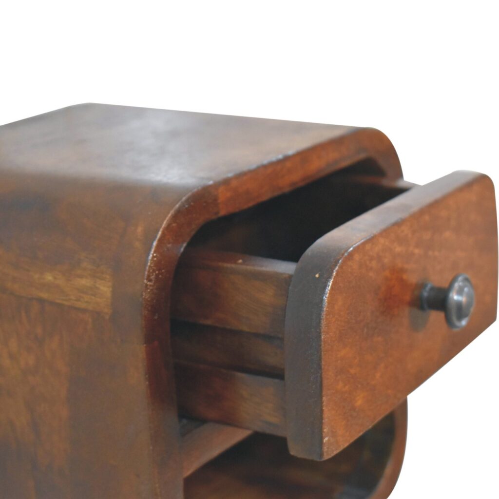 Extra Mini Curved Chestnut Bedside with Open Slot - Image 8