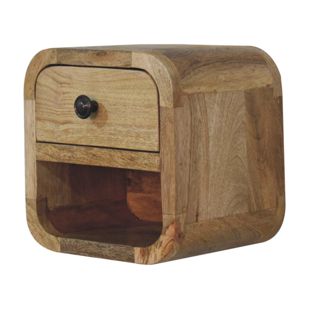 Extra Mini Curved Oak-ish Bedside with Open Slot - Image 4