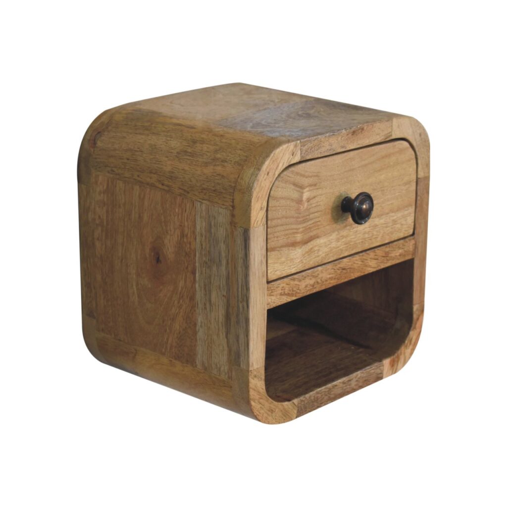 Extra Mini Curved Oak-ish Bedside with Open Slot - Image 5