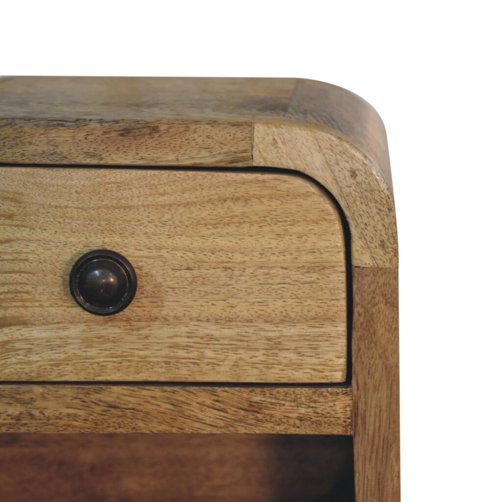 Extra Mini Curved Oak-ish Bedside with Open Slot - Image 6